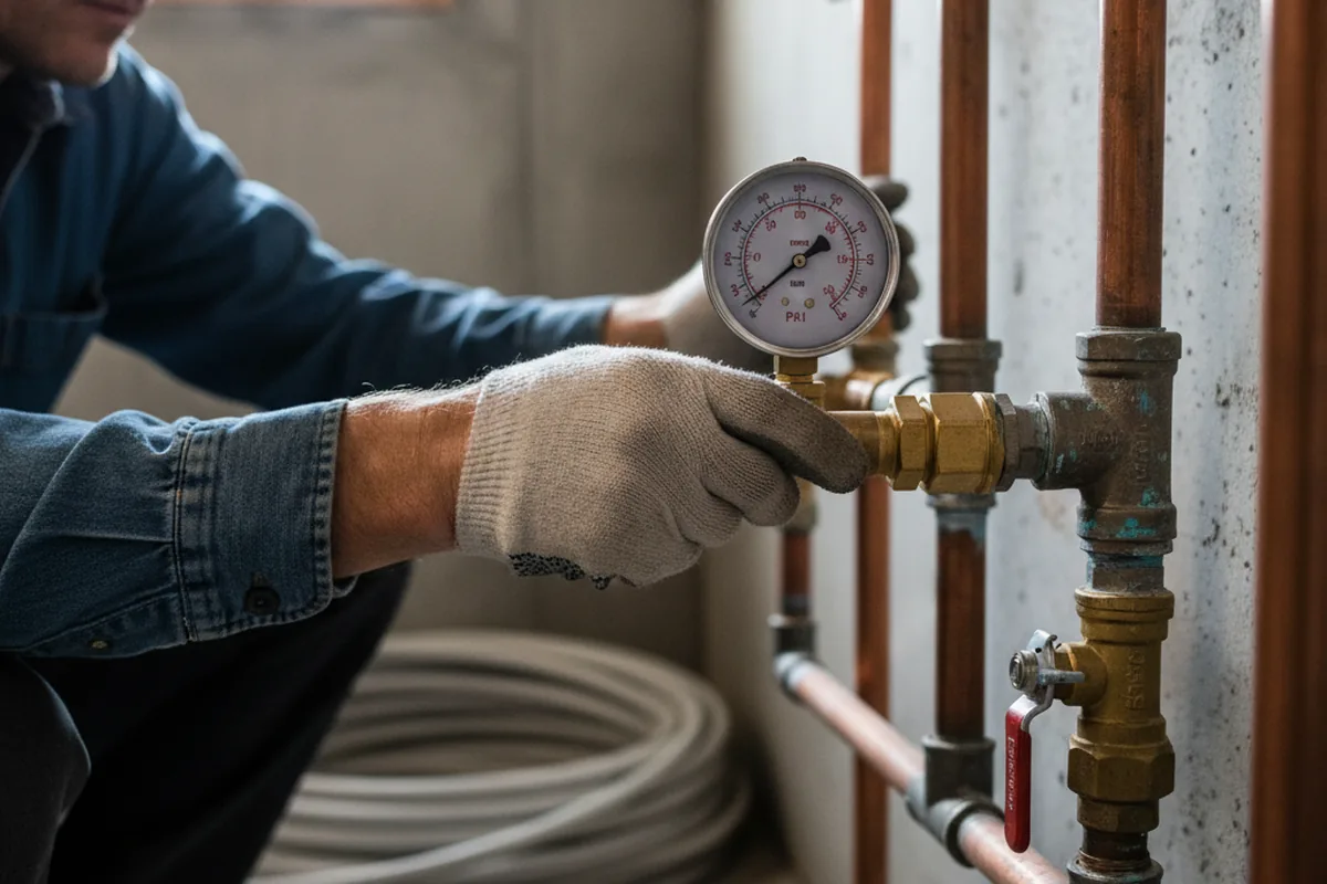 Pressure testing a repaired line during Water Line Repair in East Butler